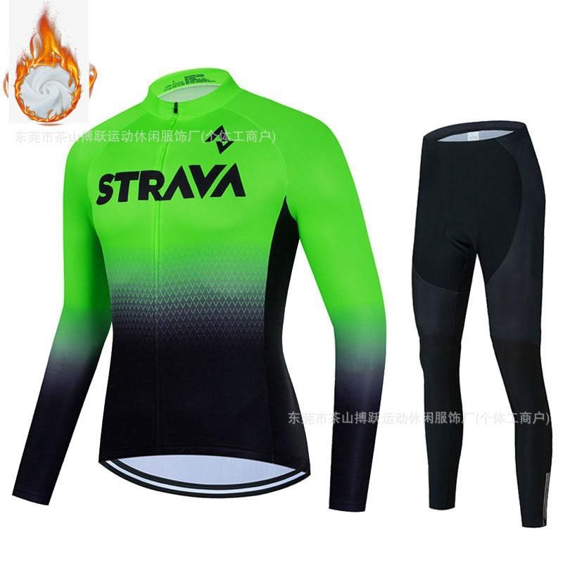 Winter Cycling Jersey Set Long Sleeve Thermal Insulated Bike Riding Suit Team Edition Men Women