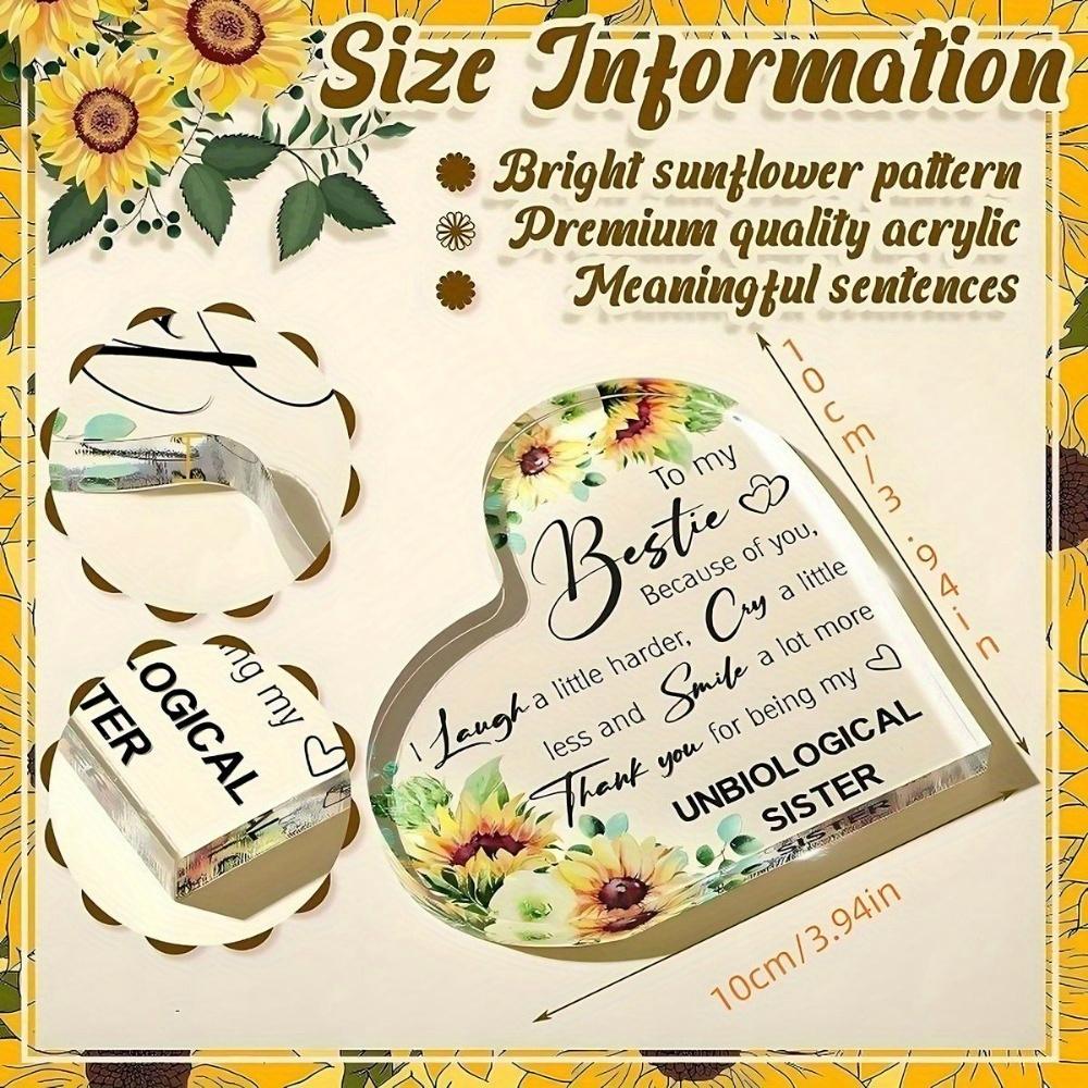 Friendship Gifts for Women: Bestie Plaque, Sunflower Flower Gift, Sister Birthday Thank You Acrylic Friendship Gift