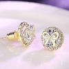 Huitan Aesthetic Women Stud Earrings Bowknot Design Lady Party Wedding Elegant Accessories Gold Color Fashion Chic Zircon Gift