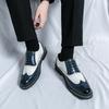 Brogue Shoes Men PU Spliced Lace Up Low Heel Business Banquet Shoes Professional Classic Men Shoes Large Sizes 38-46