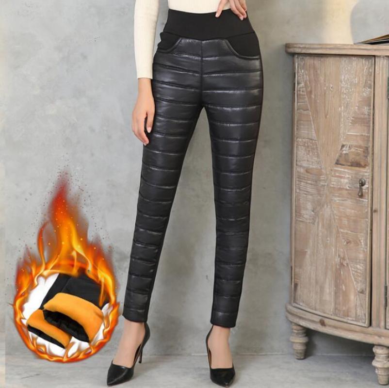 Winter Women Down Pants Plus Size Velvet Trousers Thickening Slim Thermal Female Warm Legging