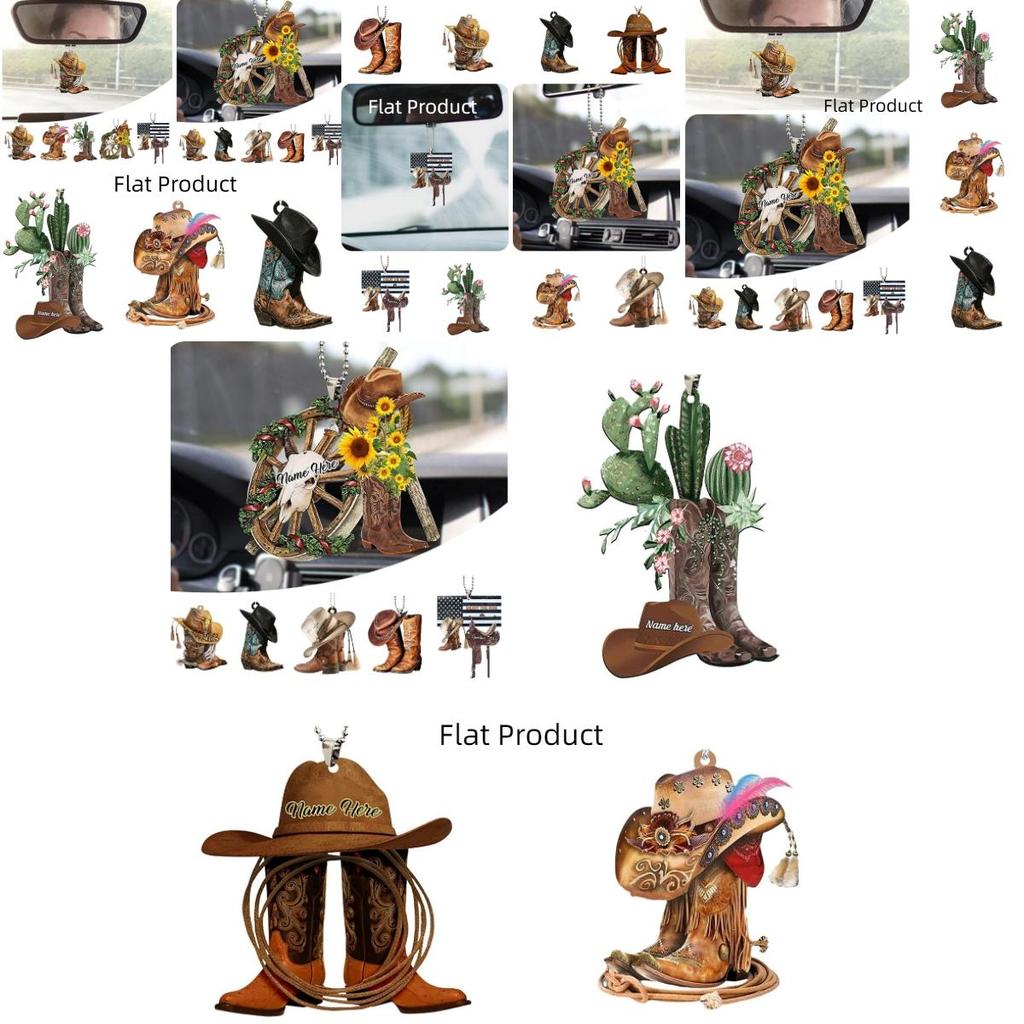 Neuzugang Personalisierter Cowboy Stiefel Dekorativer Acryl Hängeanhänger Für Auto Sattel Schlüsselanhänger Anhänger Vintage Stil