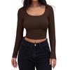 Women's Fashion Loose-Fit Round Neck Solid Color Long-Sleeve Top