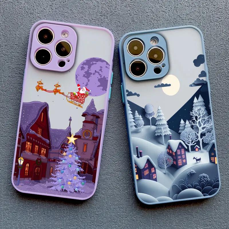 Christmas Winter Snow Scenery Phone Case For iPhone 16 15 14 13 12 11 Pro Max Mini X XS XR 7 8 Plus Shockproof Hard Cover Fundas