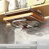 Kitchen Under Cabinet Hanging Organizer Rack with Hooks Multi-Purpose Holder for Paper Towel Cutting Board & Pot Lids