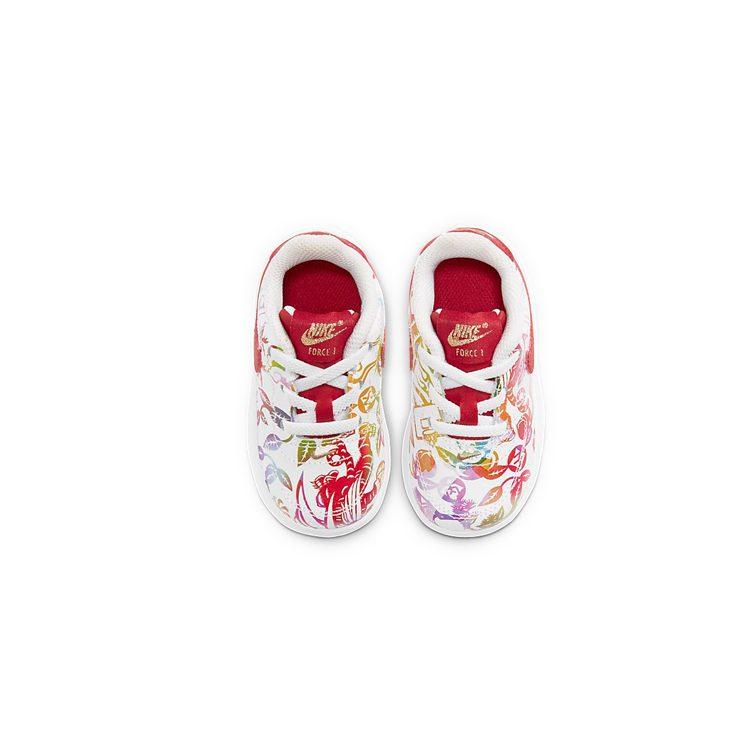Nike Air Force 1 Low Top Skateboard Shoes White Red Infant And Toddler CU2986-961