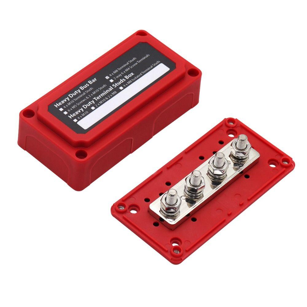300A Connection Box Black Red RV Busbar Box Power Distributor  For Vans, RVs, Yachts, Etc.