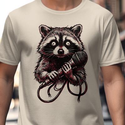 Singing Raccoon T-Shirt | Funny Karaoke, Vintage Woodcut