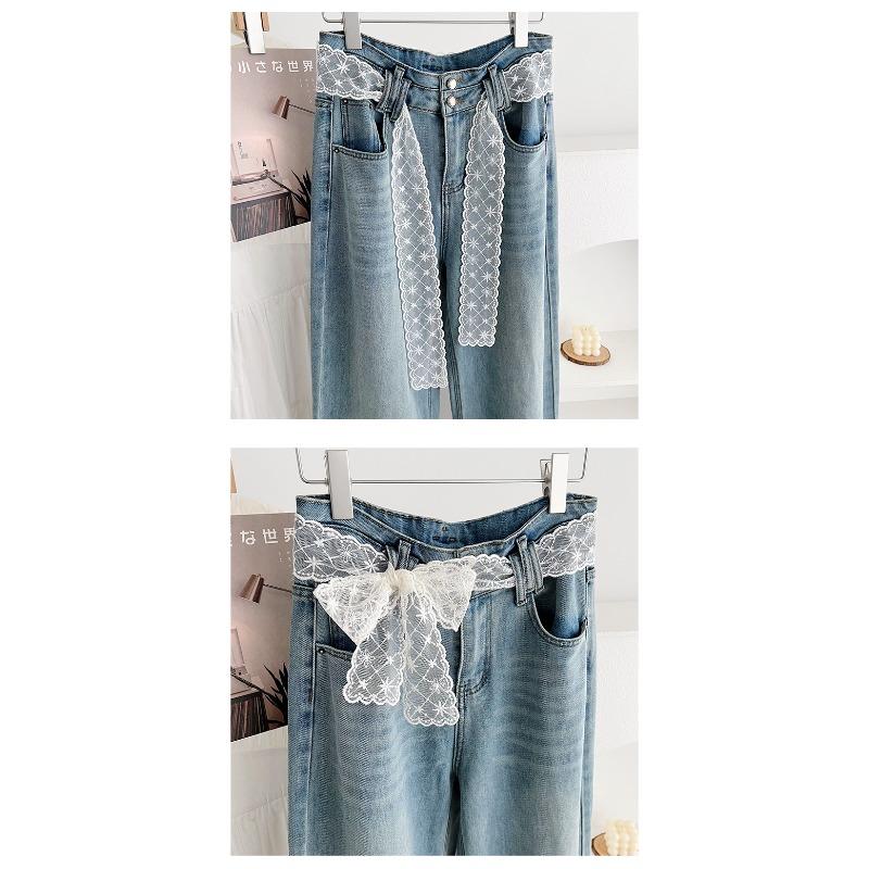 Women Korean Style Long Lace Scarf Multifunctional Decorative Waist Belt Hair Band
