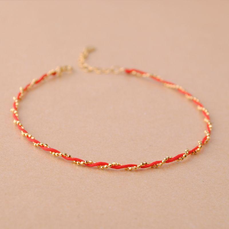 

S925 Silver Twisted Red String Bracelet Slim Zodiac Jewelry Chinese Feng Shui Couple Gift Minimalist Gold Lucky Charm