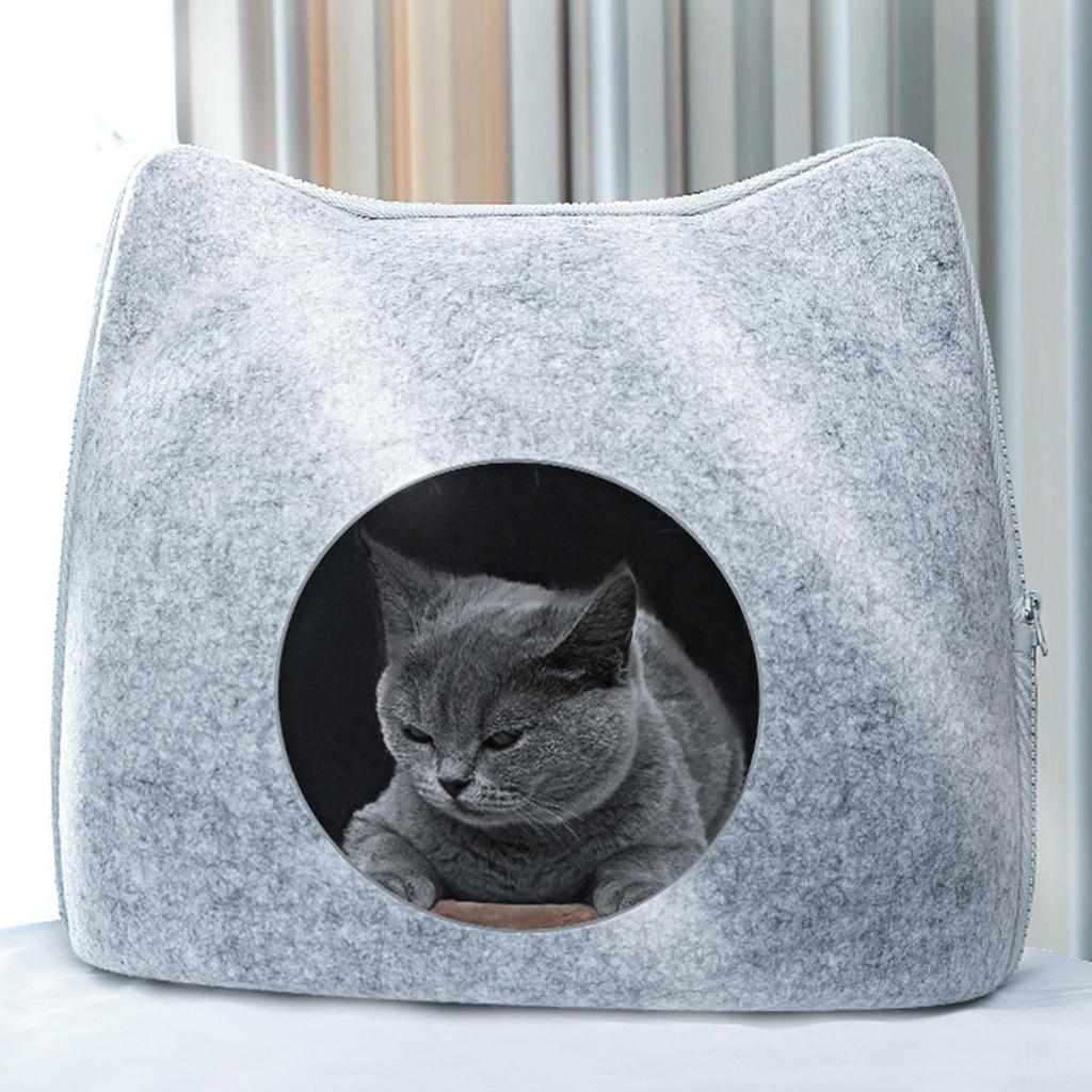 Felt Cat House Removable with Zipper Portable Indoor Outdoor Cat Tent Cats & Kittens Houses, Beds Tunnel for Cats or Small Dogs