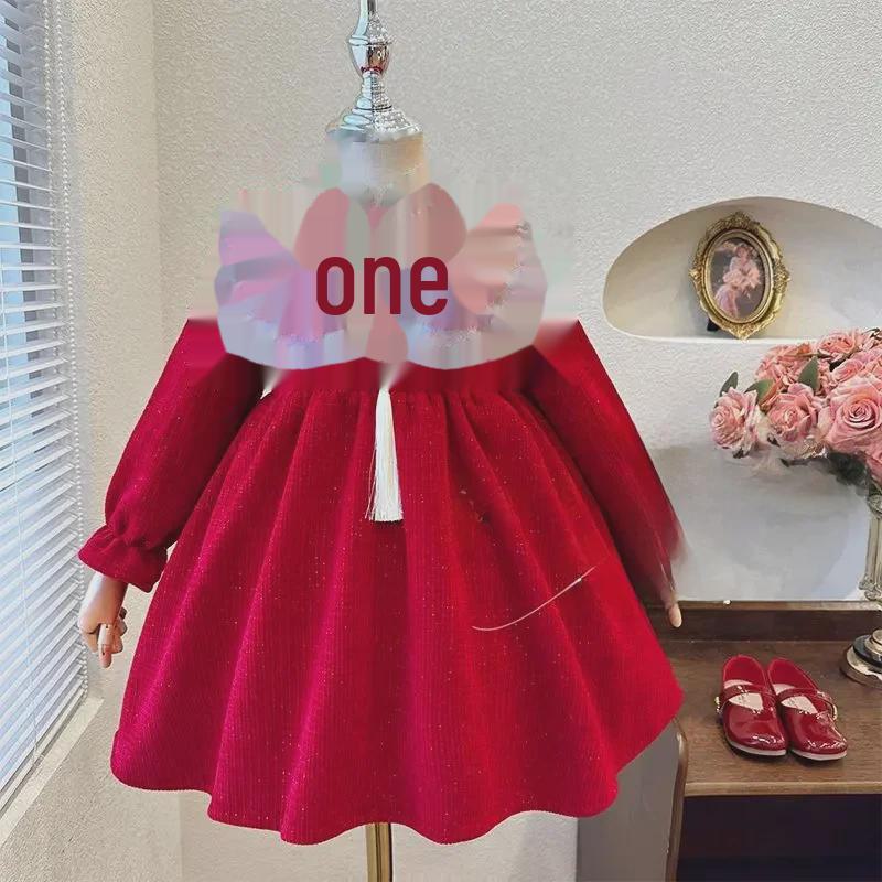 

Красное платье принцессы для девочек на Новый год - Милое и очаровательное для весны и осени 130 cm красный