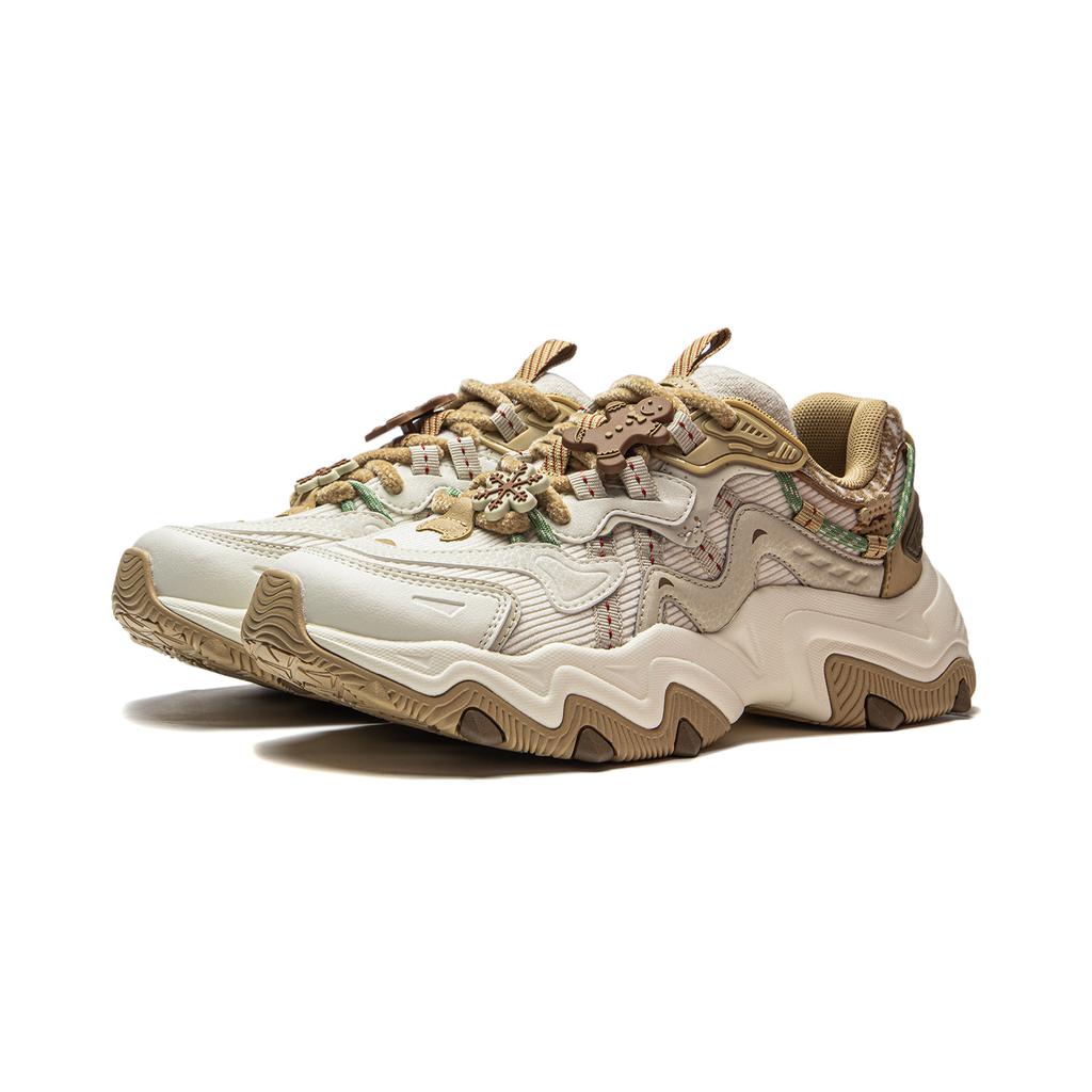 Li Ning Cat Paw Lite 2 Slip Resistant Abrasion Resistant Low top Chunky Sneakers Women's Beige AGCU176-7