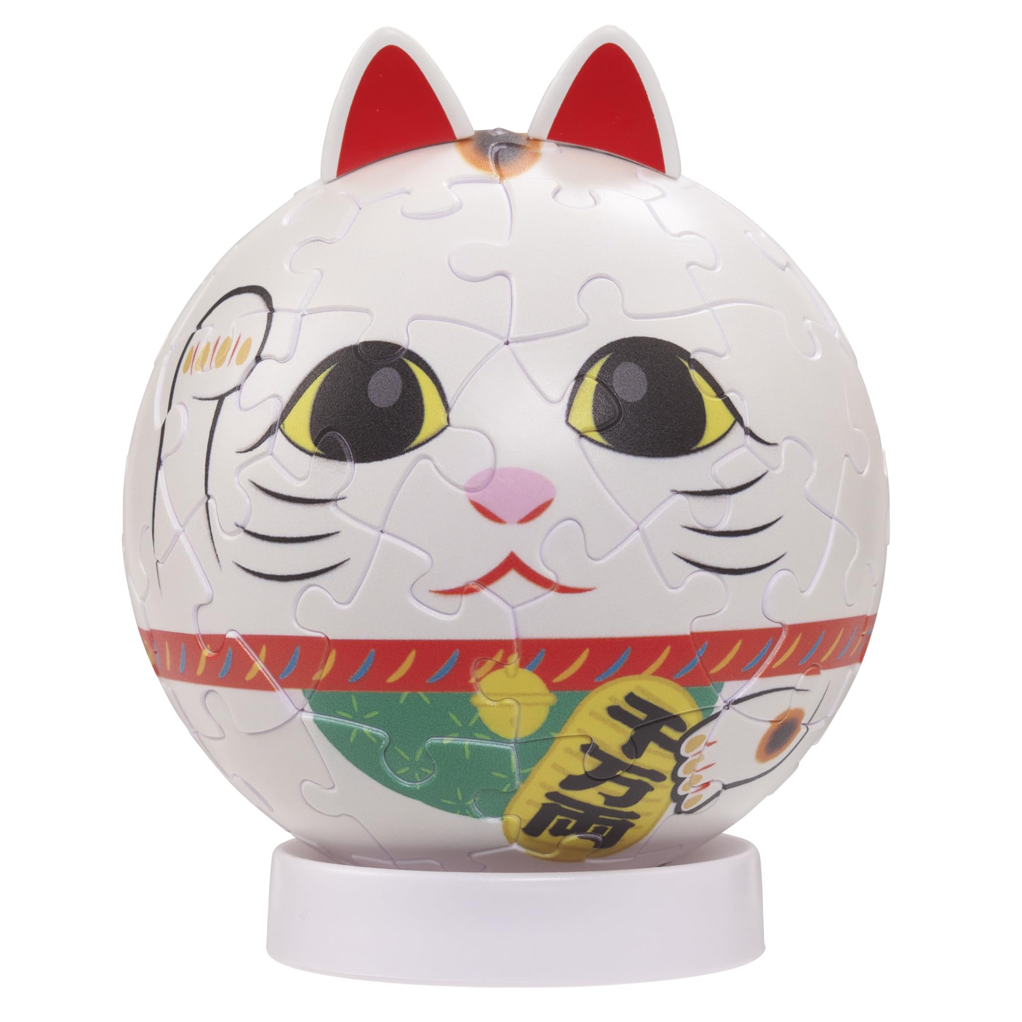 

Yanoman 60-Piece Jigsaw Puzzle, Puzzle Rolling Maneki-neko, White (Approx. 7.6cm Diameter), 2003-527, No Glue Required, Includes Piece Request