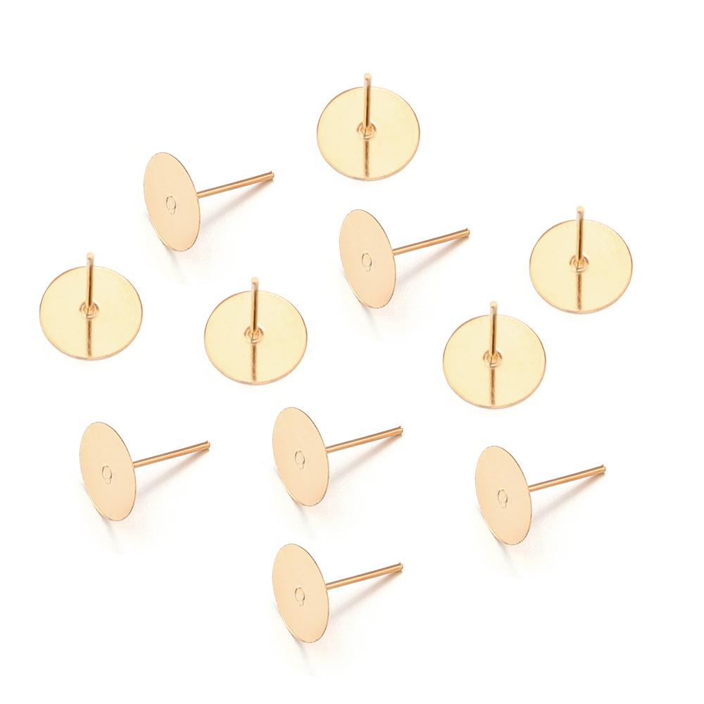 100-200pcs/lot Metal Blank Post Earring Studs Base Pins With Earring Plug Earring Base Tray For Jewelry Making DIY Earring
