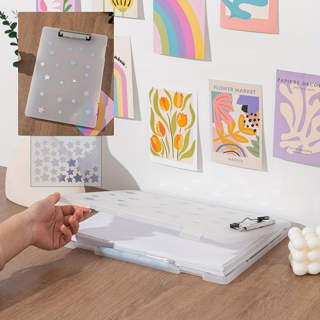Large-Capacity A4 File Organizer with Clipboard - Durable PP Material,Multi-Functional Document Holder for Students & Office Use