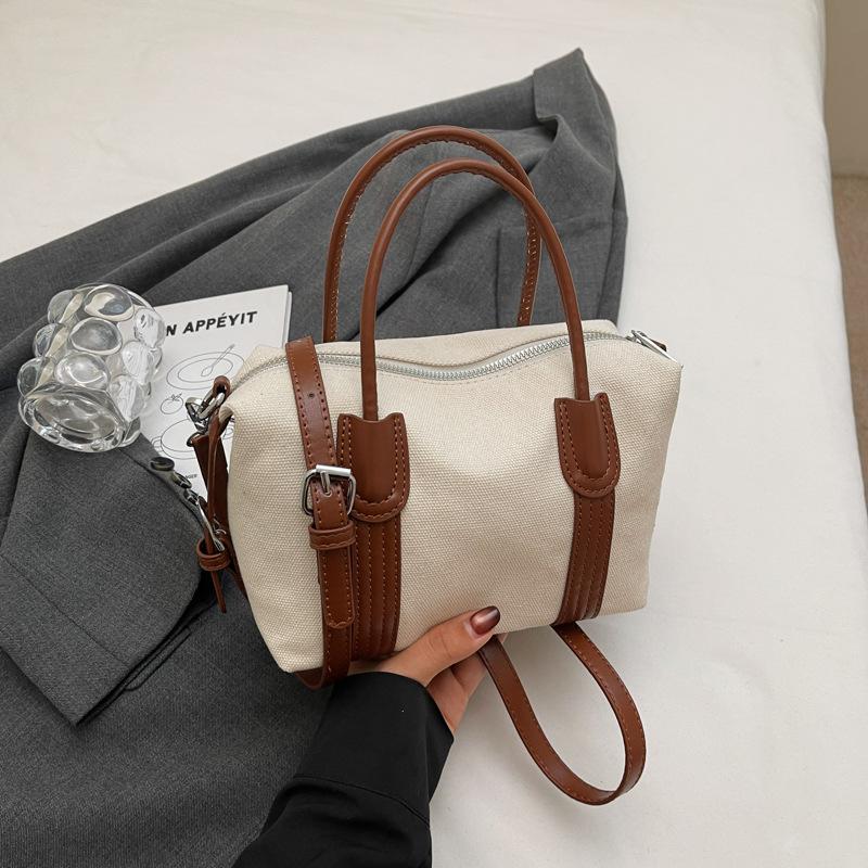 2025 Summer New Contrasting Color Fashion Boston Bag Retro Messenger Bag High Value Casual Bag