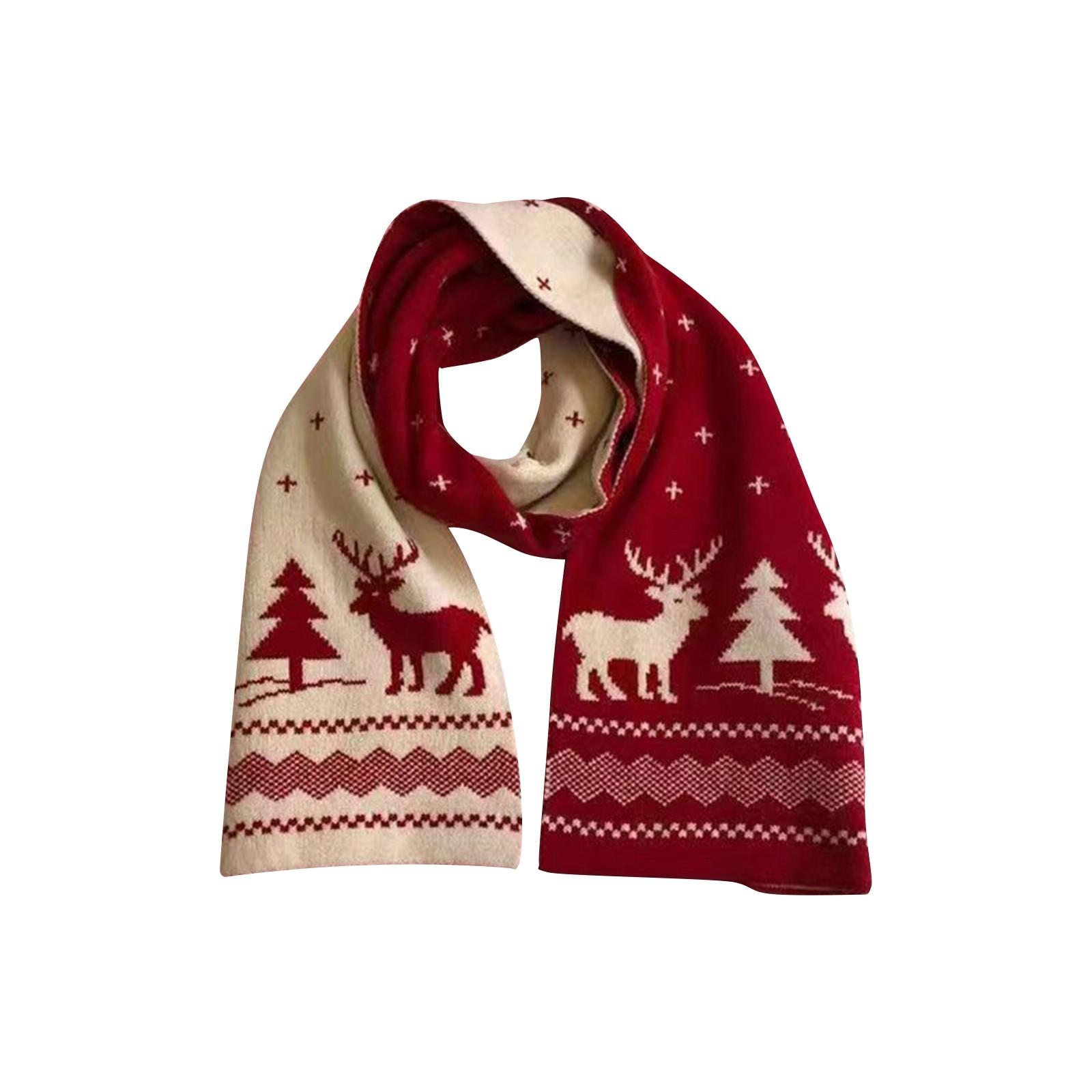 

Зимний шарф лосиный шарф женский универсальный теплый милый подарок One Size красный