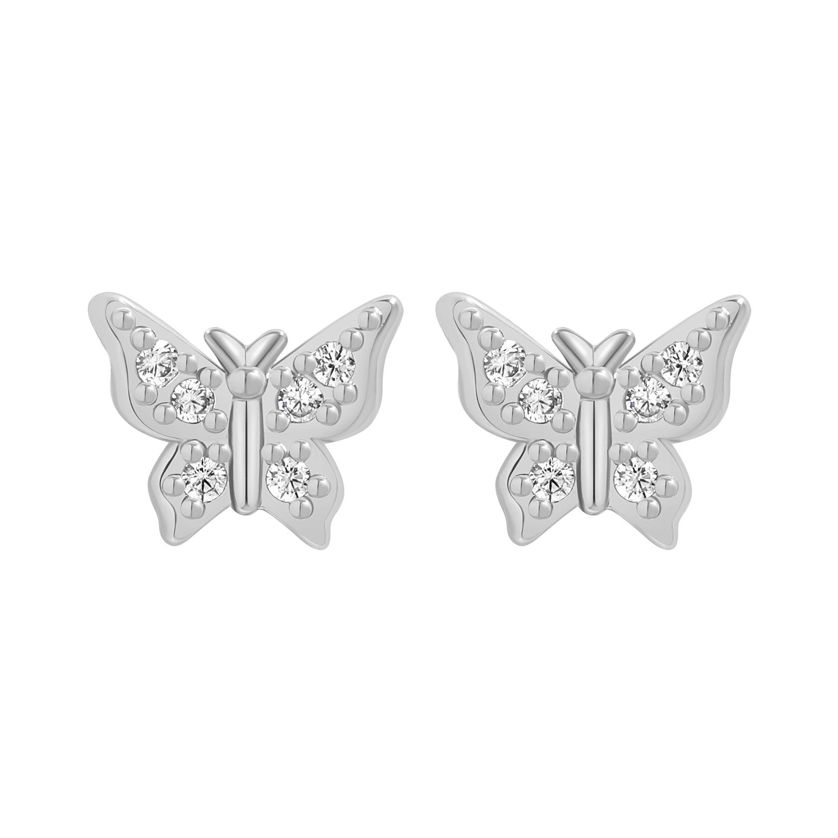 Compact Butterfly Ear Needles High-End Design Hypoallergenic Simple And Versatile Butterfly Stud Earrings. Premium