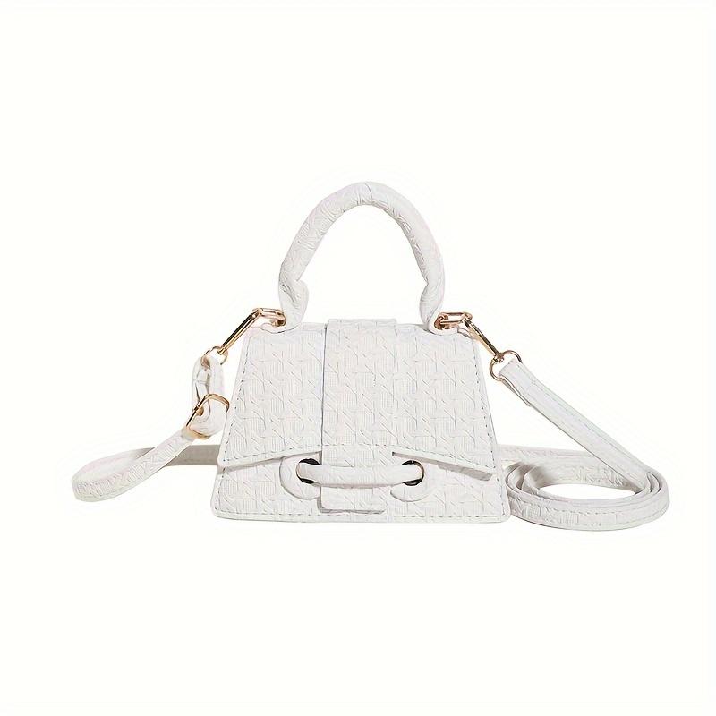 

Woven Pattern Mini Handbag Women Solid Color Crossbody Bag Fashion Top Handle Square Purse 16*10*7cm