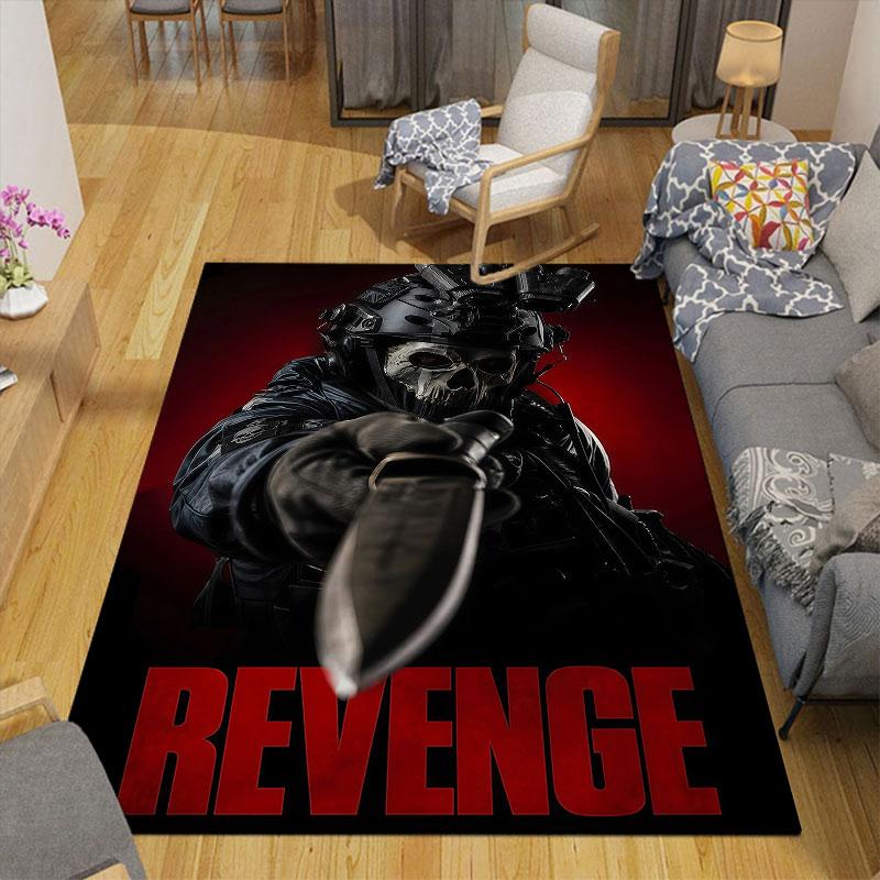COD Flannel Printed Carpet, Home Sofa Decoration for Living Room & Bedroom, Non‑Slip Play Flannel Floor Mat for Game Room