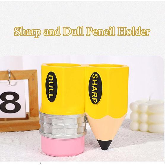 Sharp and Dull Pencil Holder for Classroom, Pencil-Shaped Dispenser, Storage Organizer for School, Teachers Office Desk Ideas (Yellow)