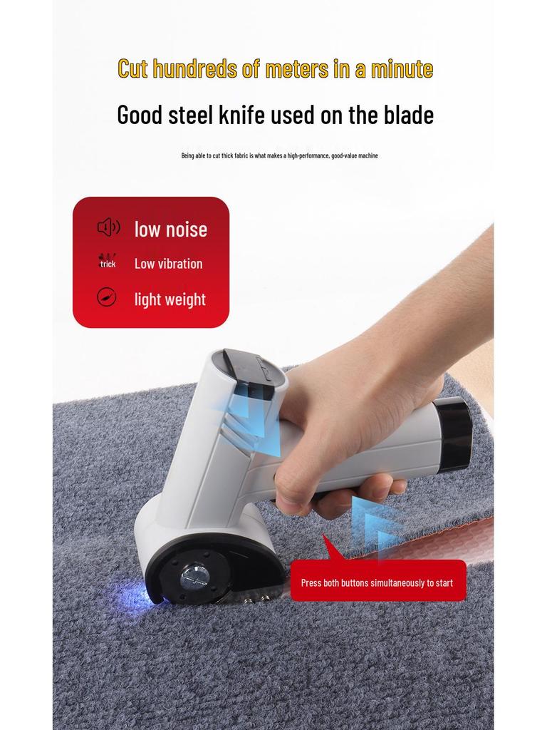 Rechargeable Portable Electric Fabric Cutter with Round Blade
