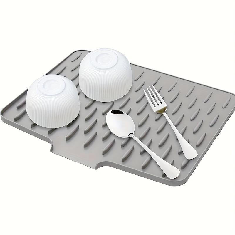 Siliconen Afdruipmat Voor Keukenblad Geen Morsen Werkbladbeschermer Druppelvrij Antislip Schuine Afvoer Mat Hittebestendige Potonderzetters (Grey,40x32cm)