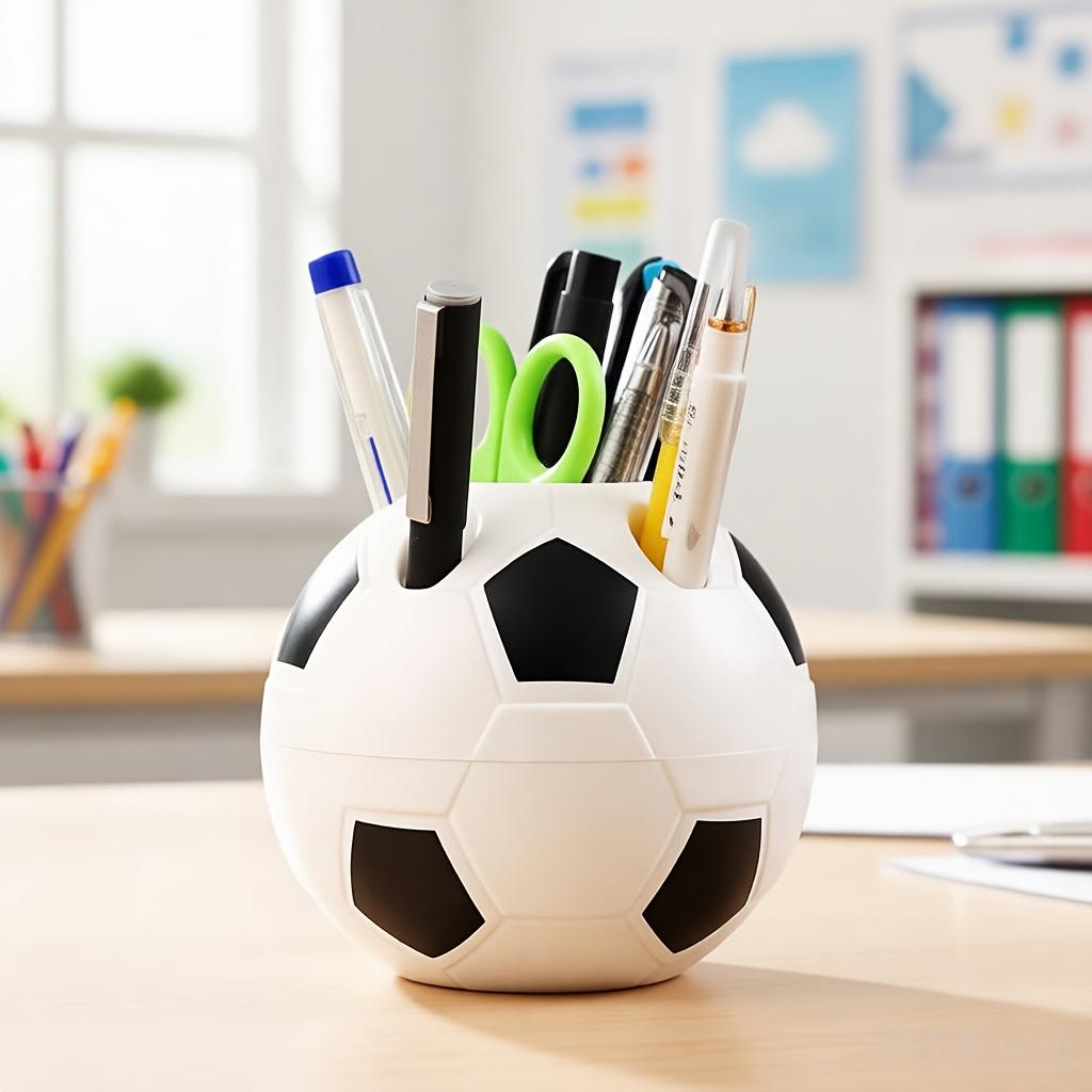 1PC Football Field Modeling Multi-functional Pen Holder - Cartoon Office Storage Artifact, German Style Desktop Organizer, Help Focus and Efficiency