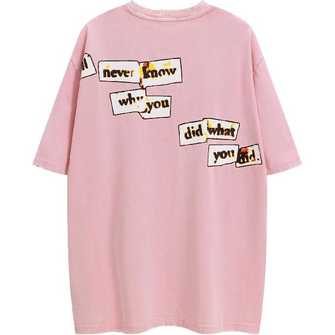 Aelfric Eden Mens Oversized T Shirts Tees Distorted Portrait Print Crew Neck Cotton Tops Streetwear Casual Shirt