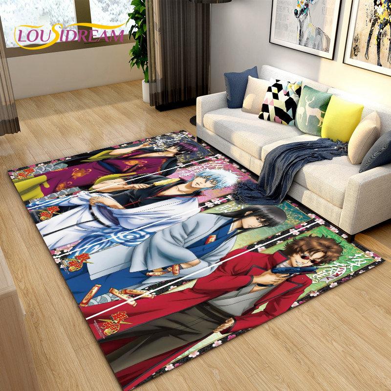 Anime Gintoki Kagura Gintama Area Rug,Carpet Rug for Living Room Bedroom Sofa Doormat Decoration, Kids Play Non-slip Floor Mat