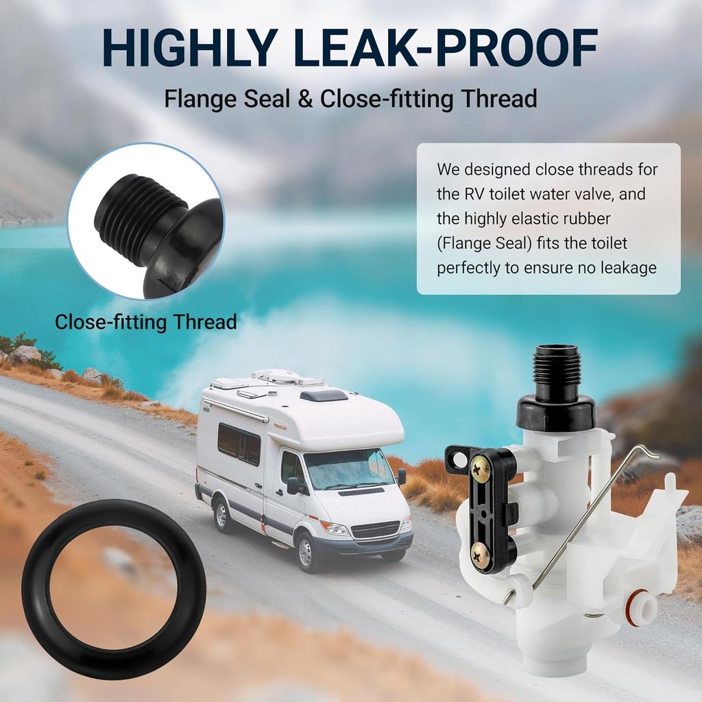 31705 3 RV Toilet Water Valve Kit Freeze-Resistant & Leak-Resistant, Fit For Thet-Ford RV Toilet Parts Compatible With Thet-Ford Aqua-Magic V High