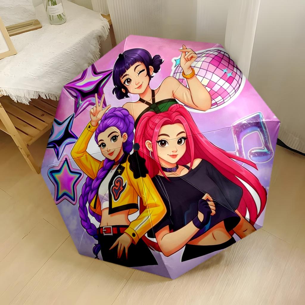 1pc Kpop Compact Travel Automatic Umbrella Sturdy 8 Rib Shaft Sturdy Construction All Season Umbrella Travel Elegant Women's Umbrella Spiritual Gift