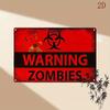 1pc Vintage Zombie Warning Metal Tin Sign - Durable, Fade-Resistant Wall Decor with Bold Red Text & Iconic Zombie Design