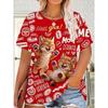 Damen Weihnachtsshirt Feiertags-Oberteil Tee Rundhals-Shirt Festliche Kleidung Fröhlicher Aufdruck Kurzarm-T-Shirt