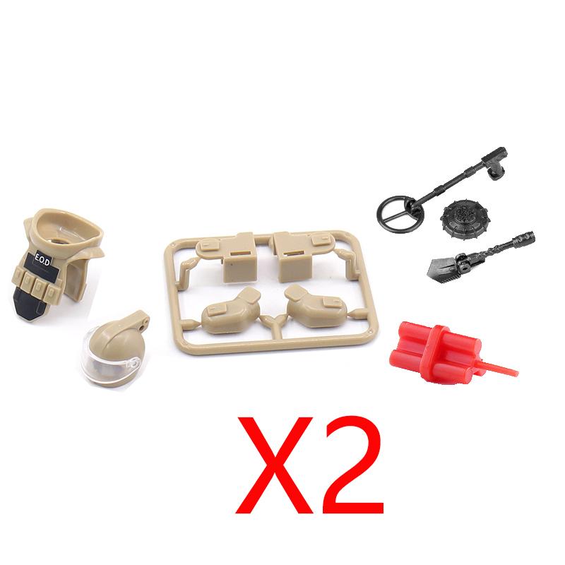 Military Building Blocks Solider Figures Weapons Camouflage Guns RPG Equipment Package Shields EOD M1919A4 Roadblock Mini Bricks