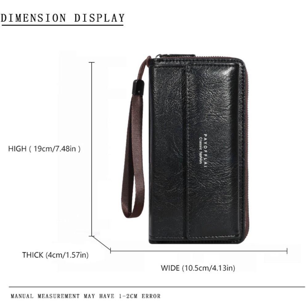 Fashion Zipper Long Wallet Large Capacity PU Clutch Bag Double Layer Multi Card Card Holder Student