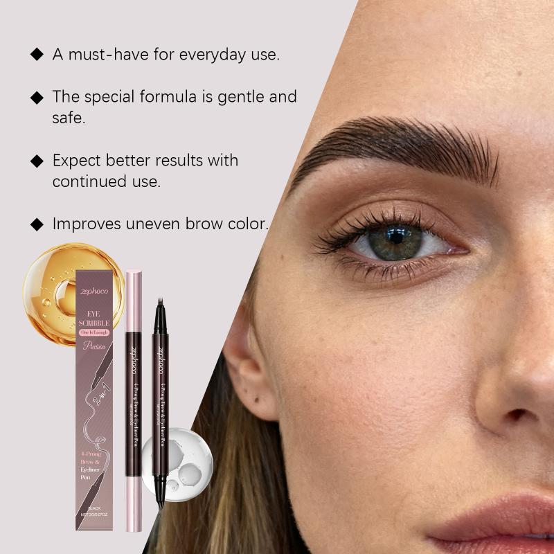 

Black 2-in-1 Liquid Eyebrow Pencil 3D Pigmented Smooth Easy To Apply Convenient Natural Eyebrow Smudge-proof Eyeliner one size