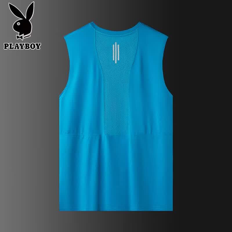 Playboy Men s Ice Silk Quick-Dry Sports Tank Top M небесно-голубой