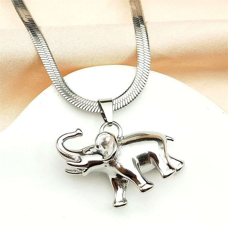 Collana Ciondolo Elefante Intelligente Tema Foresta Animale Acciaio Inossidabile Placcato Oro Catena Unisex Gioielli