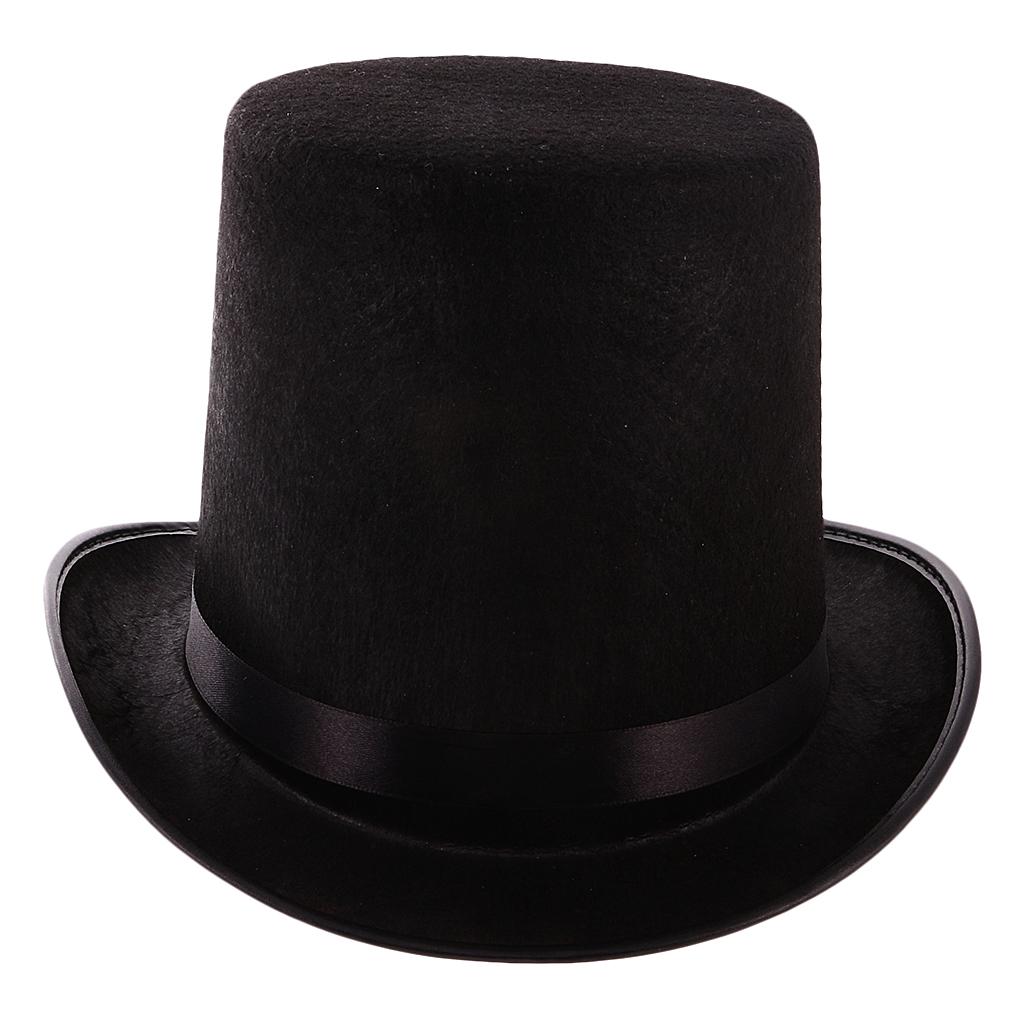 Black Magician Jazz Hat Classic Top Hat Polyester Felt Unisex Fedora Party Hat for Stage Performance