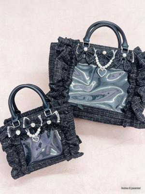 Japanese Ruffle Style JK Uniform Tote with Transparent Card Holder