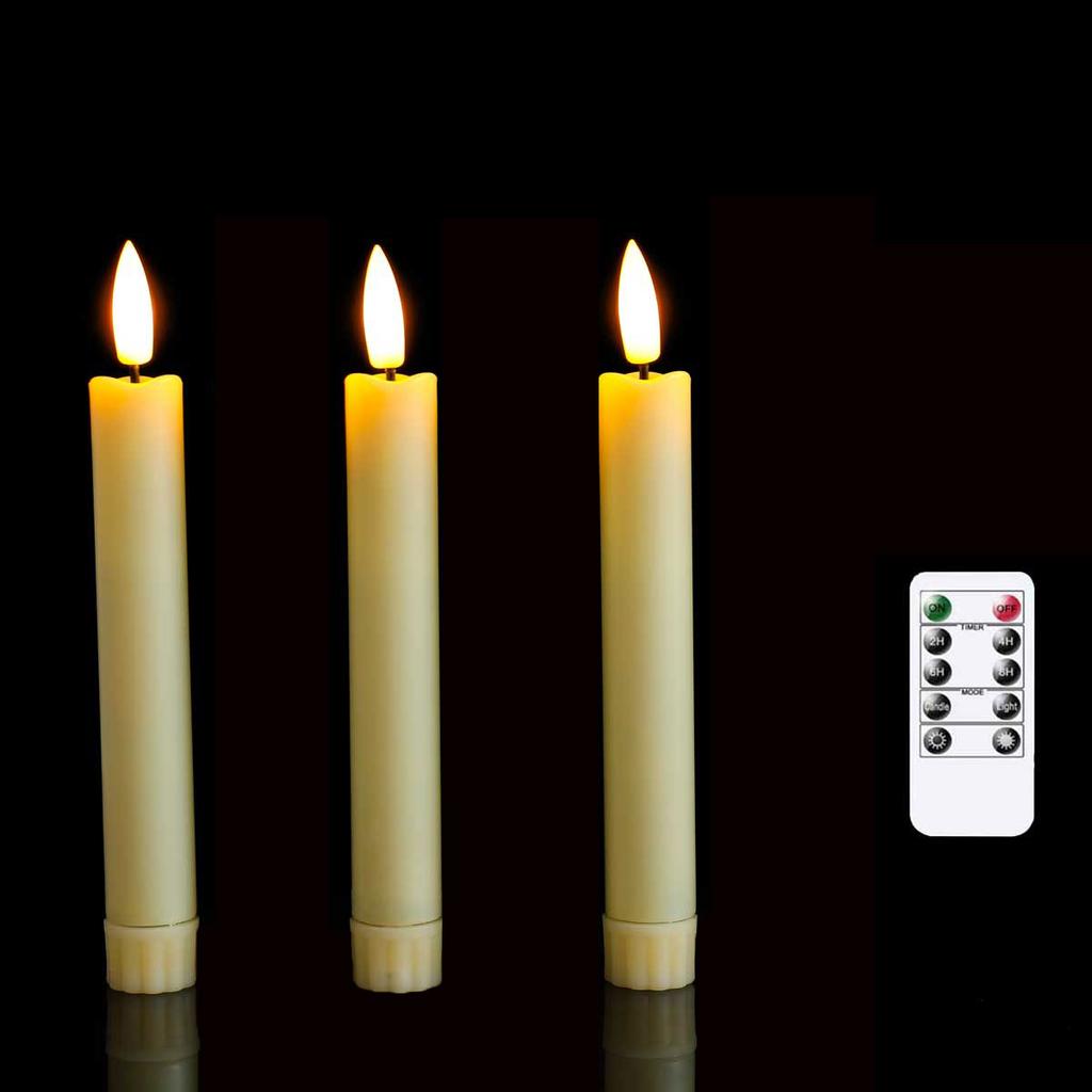 3 or 6 Pieces Short Or Long Flameless Wedding Decorative Taper Candles,6.5 /10 Inch Battery Powered Christmas Home Decoration