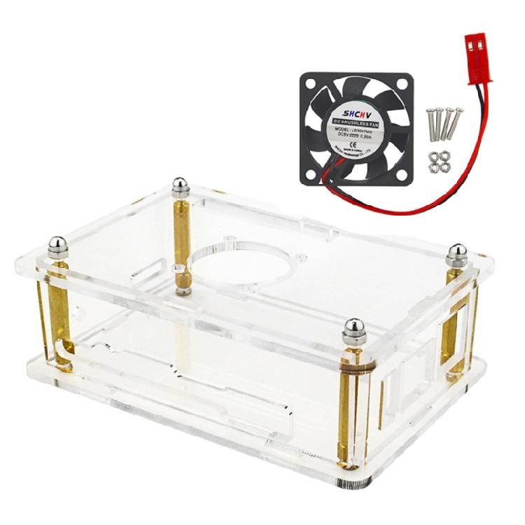 Fully Vented Acrylic Cover Case with Cooling Fan Heatsinks for Orange Pi 5