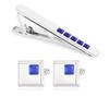 New men's French shirt, business tie clip, and cufflink set, retro blue diamond alloy collar clip.