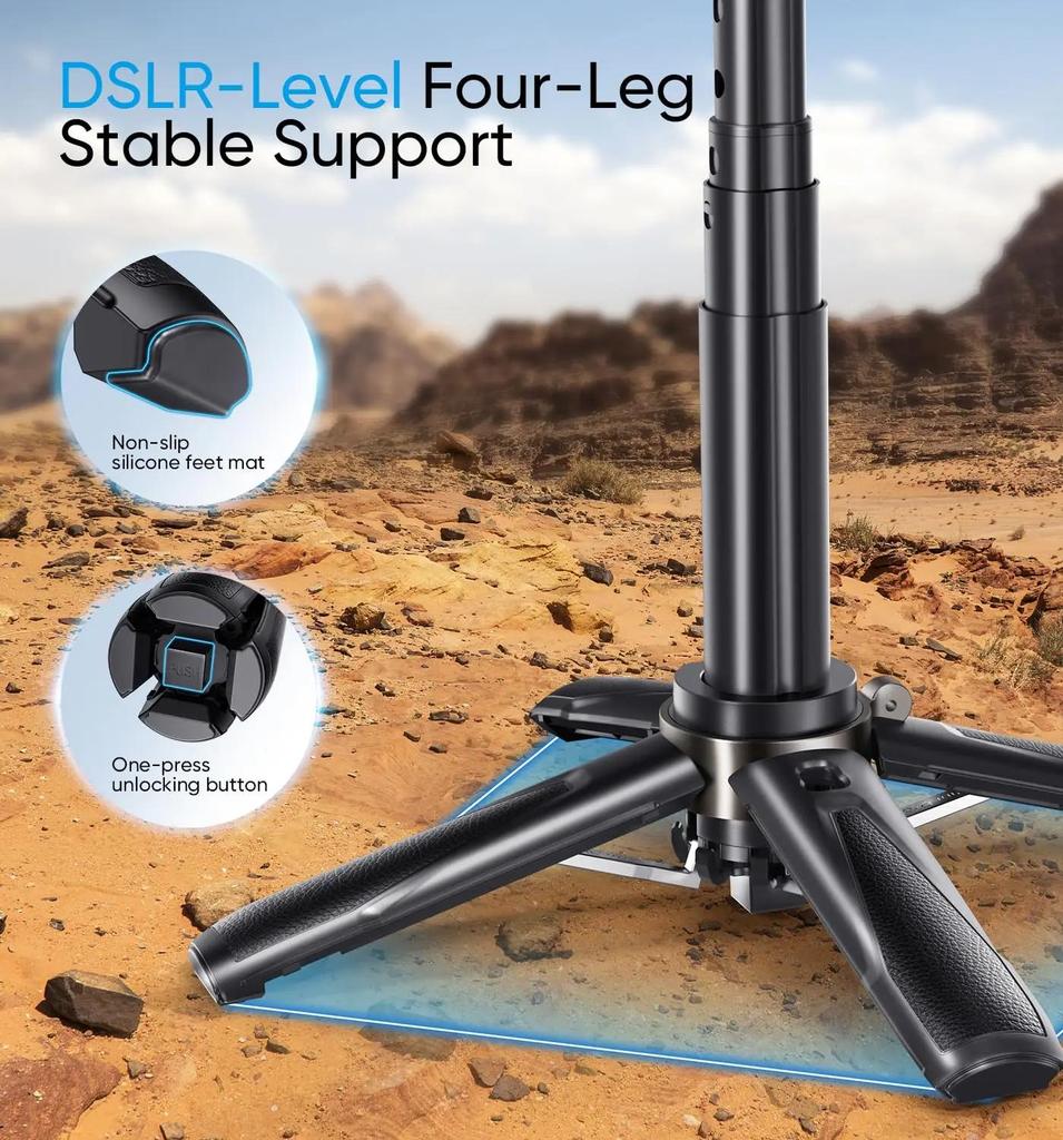 2026 Neuer Mini-Stativ-Selfie-Stick mit Fernbedienung Ein-Tasten-Druckknopf 360° Drehung Bluetooth für iPhone & Smartphones