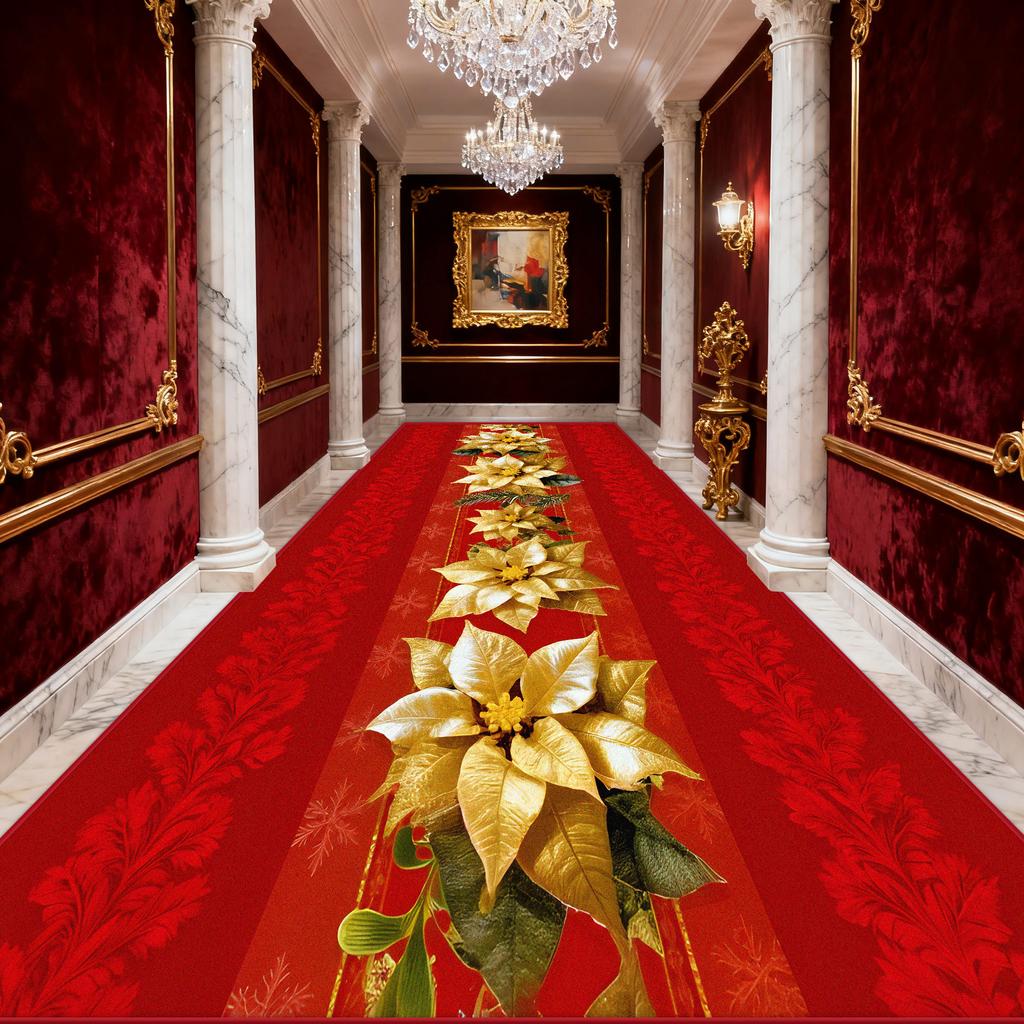 Hallway Carpet Golden Flower Red Hall Carpet Path To Floor in The Corridor Runner Rug Doorway Kitchen Aisle Mat Size