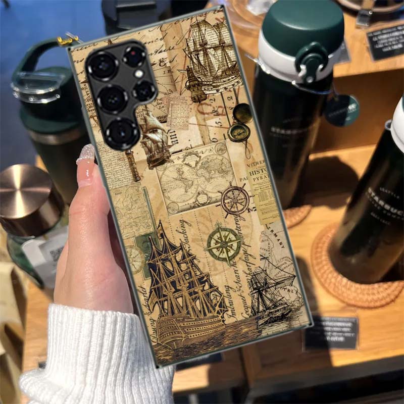 Compass Map Voyage Cases Phone Case for Samsung Galaxy S26 Ultra S25 Edge S24 S23 FE S21 Plus S20 S22 S10 Cover TPU Capa Shell S