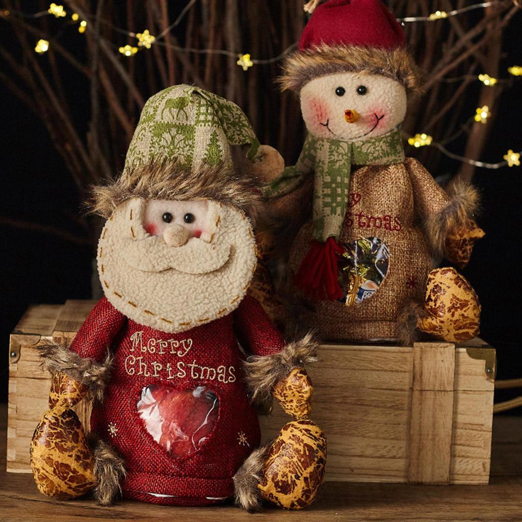 Merry Christmas Gift Bags Santa Claus/Elk/Snowman Creative Doll Candy Bag Zipper Design Fabric Storage Bags Gift Pouches