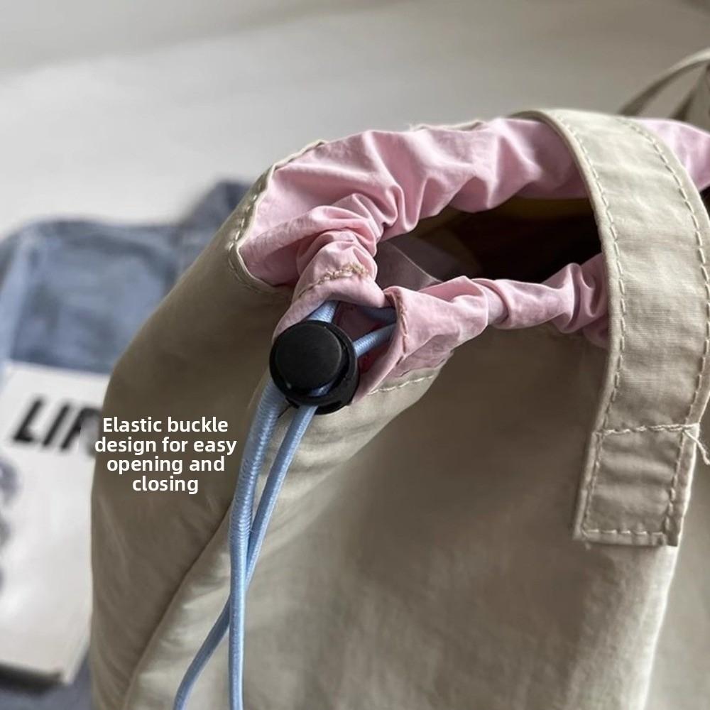 New Large Capacity Tote Bag Lightweight Drawstring Shoulder Bag Canvas Women Handbag